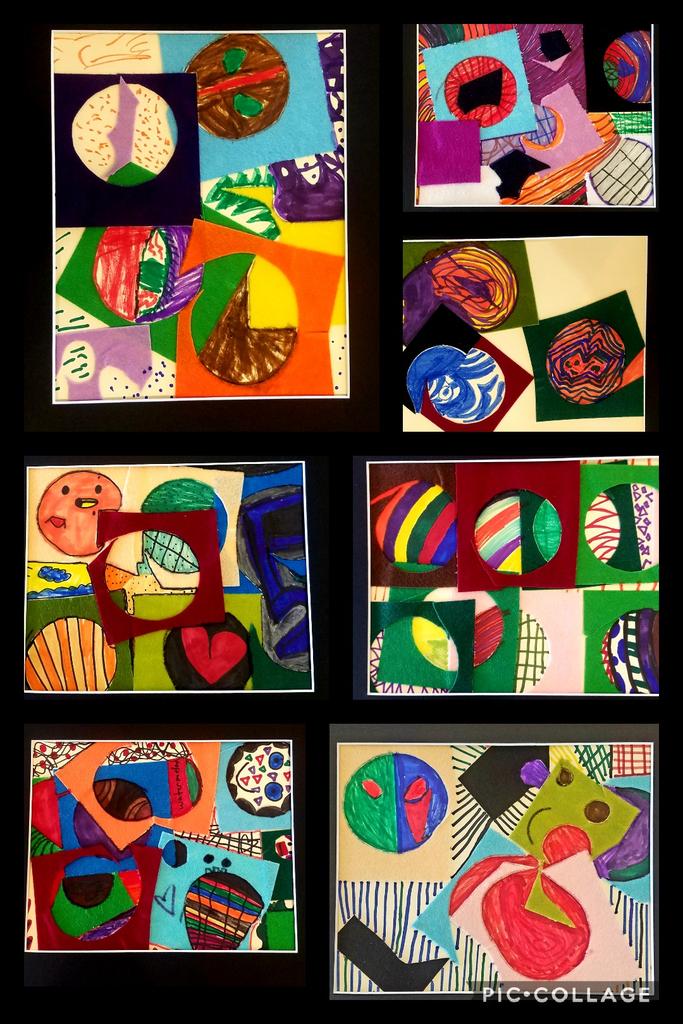 inroom118's tweet photo. Fifth graders create collage art using felt scraps from our xmas ornament project.  Resourceful and creative! #msoctx https://t.co/wRJy9V7Y1e