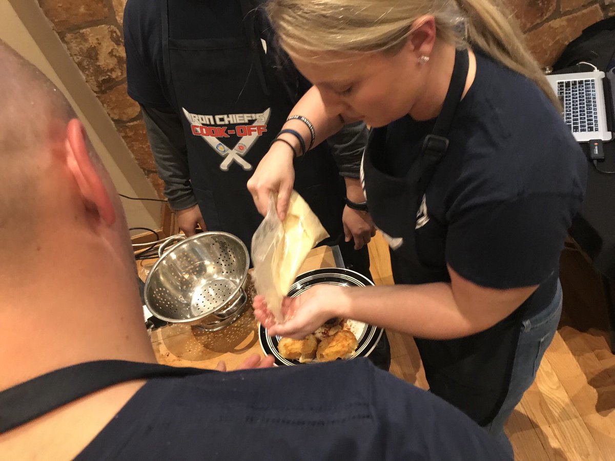 LincolnwoodPD's tweet photo. The pasta making has begun! #IronChief #TeamPolice #TeamFire https://t.co/mi12nkR3aT
