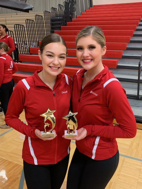 AHSDT_'s tweet photo. So happy with our performances today and getting 2nd for kick and 3rd for jazz out of 18 teams! Excited to dive into sections next weekend!❤️💙 https://t.co/WlfiNizZRR