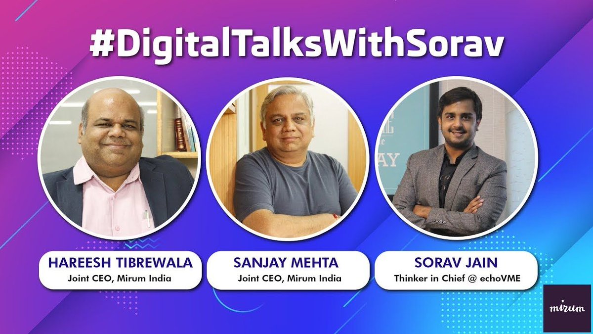 SoravJain's tweet image. Starting a new series of podcasts where I talk to experts in digital marketing &amp;amp; bring their perspectives to the world. In this session I interviewed Sanjay Mehta &amp;amp; Hareesh Tibrewala from Mirum India whose agency Social Wavelength got acquired by JWT. 
buff.ly/2WaeuQ6