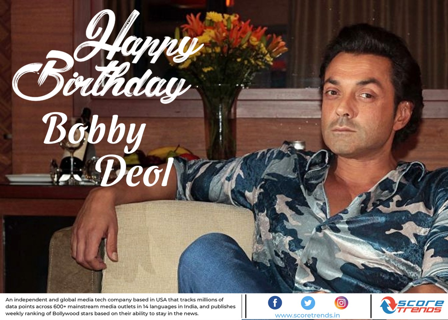 Score Trends wishes Bobby Deol a Happy Birthday!! 