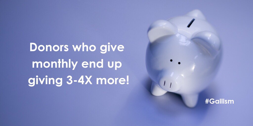 GailPerrync's tweet image. Donors who give monthly end up giving 3-4X more. What are you doing to build up your monthly giving base of your most loyal, caring donors? #nonprofit #fundraising