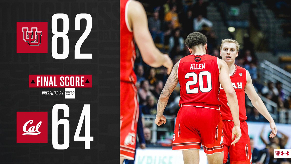 UtahMBB's tweet photo. Utes WIN!😃 Final Score Utah 82, Cal 64

Now it’s your chance to win! Share a photo showing your Utah spirit and use the hashtag #UtesxWellsFargo.

#GoUtes🏀🔴 | #Pac12Hoops https://t.co/ynSA65EQqc