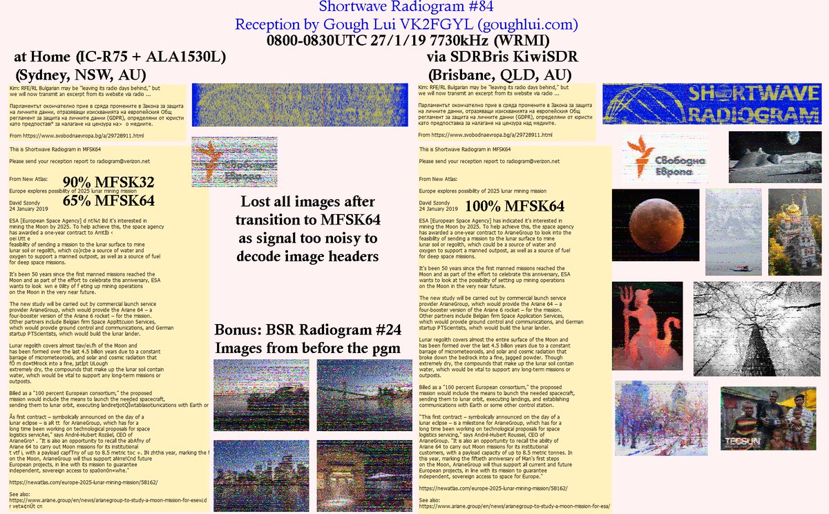 lui_gough's tweet image. 0800UTC @SWRadiogram frm WRMI audible in Pacific &amp;amp; strong in US. Realtime dec 7730kHz frm home (Sydney, NSW, AU) w/v.poor signal &amp;amp; MFSK64 img hdrs failed to decode &amp;amp; via SDRBris (Brisbane, QLD, AU) which was much better. Rec decs frm US 5850kHz in 45m. @TecsunRadios #DecodeToWin