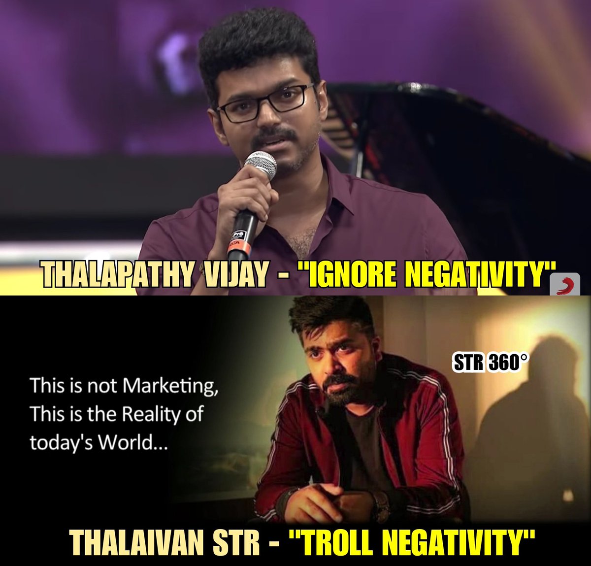 STR_360's tweet photo. Thalapathy @actorvijay &amp; Thalaivan #STR 🔥😎

▶️ https://t.co/T6NLs4kPtm

#Simbu #5DaystoGoForVRV #VanthaRajavathaanVaruven @aditi1231 https://t.co/L5gHx8lBh7