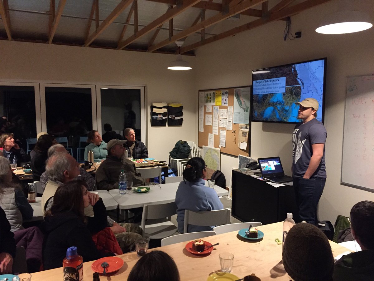 Texosporium's tweet image. Fantastic presentations by my former #ucdavis lichenology students Kevin Ball, @cxadlam, and @Al_R_Wallace at the @CALichenS annual meeting tonight. So cool to see how their research has progressed since 2017! #lichenjanuary