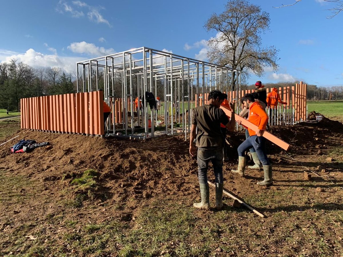 archohm's tweet photo. DtoursIndia in association with @TDV_India went to @Boisbuchet to build the India Pavilion withing 14 days. Phase 1 of the Pavilion is standing strong, with subsequent stages coming up! #IndiaPavilionFrance #Boisbuchet #Dtours #WinterSchool #WinterWorkshop #ArchitectureWorkshop https://t.co/uCXZBeWKjU