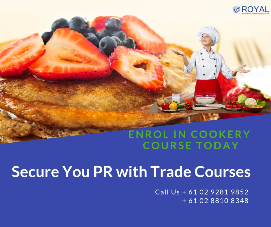 RoyalMigration1's tweet image. Secure You PR with Trade Courses
Enrol in Cookery Course Today
Call Us: +61 02 9281 9852, +61 02 8810 8348
#tradecourse #royalmigration #PRvisa #Visaabroad