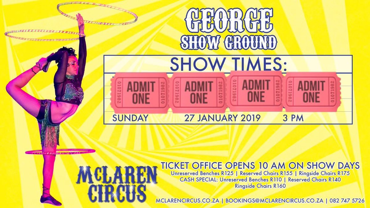 mclarenscircus's tweet photo. Catch #McLarenCircus final Amazing Show in #George #Weskaap today at 3pm Coming next to #Hartenbos on Tuesday #Albertinia #Danabaai #GardenRoute #Gouritzmond #Knysna #LittleKaroo #MosselBay #Oudtshoorn #Stilbaai #WesternCape Visit @mclarenscircus #AnimalFriendly #kidfriendly 🎪😍 https://t.co/UGIFyhme42