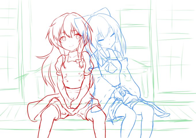 最近変に意識しすぎて沼にはまってる感じしたのでリハビリに手癖でれいまり落書き。いつか仕上げたい 