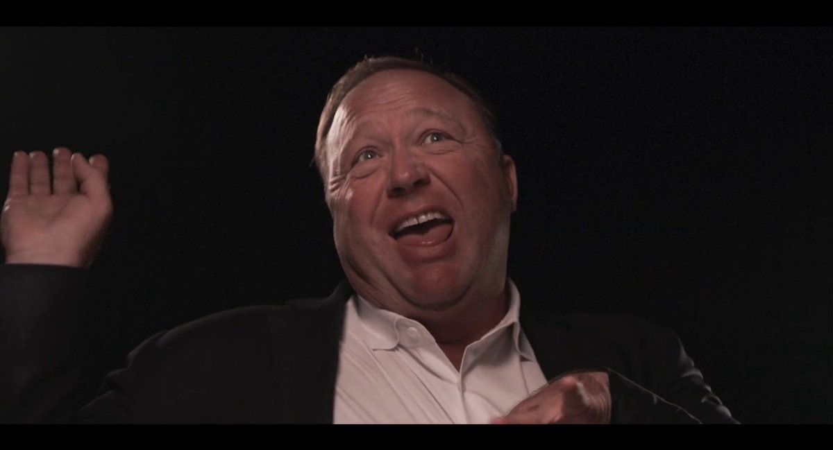"Why is   #AlexJones in a movie about fake news? In fact, I bet when this film comes out they& #39;re going to have reviews saying, "Ha ha... To cover fake news, they talked to the King of Fake News."Wait a minute: Even if that was true, you& #39;d wanna talk to the "king of fake news.""