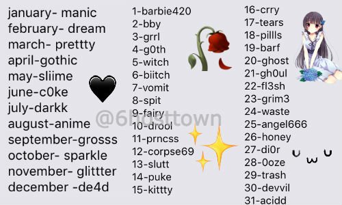 6host Ok Here It Is The Goth Girl Instagram Name Generator In Case Anyone Needed