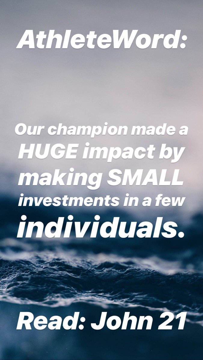 tpmanuel's tweet image. AthleteWord: Our champion made a HUGE impact by making SMALL investments in a few individuals. Read: John 21
