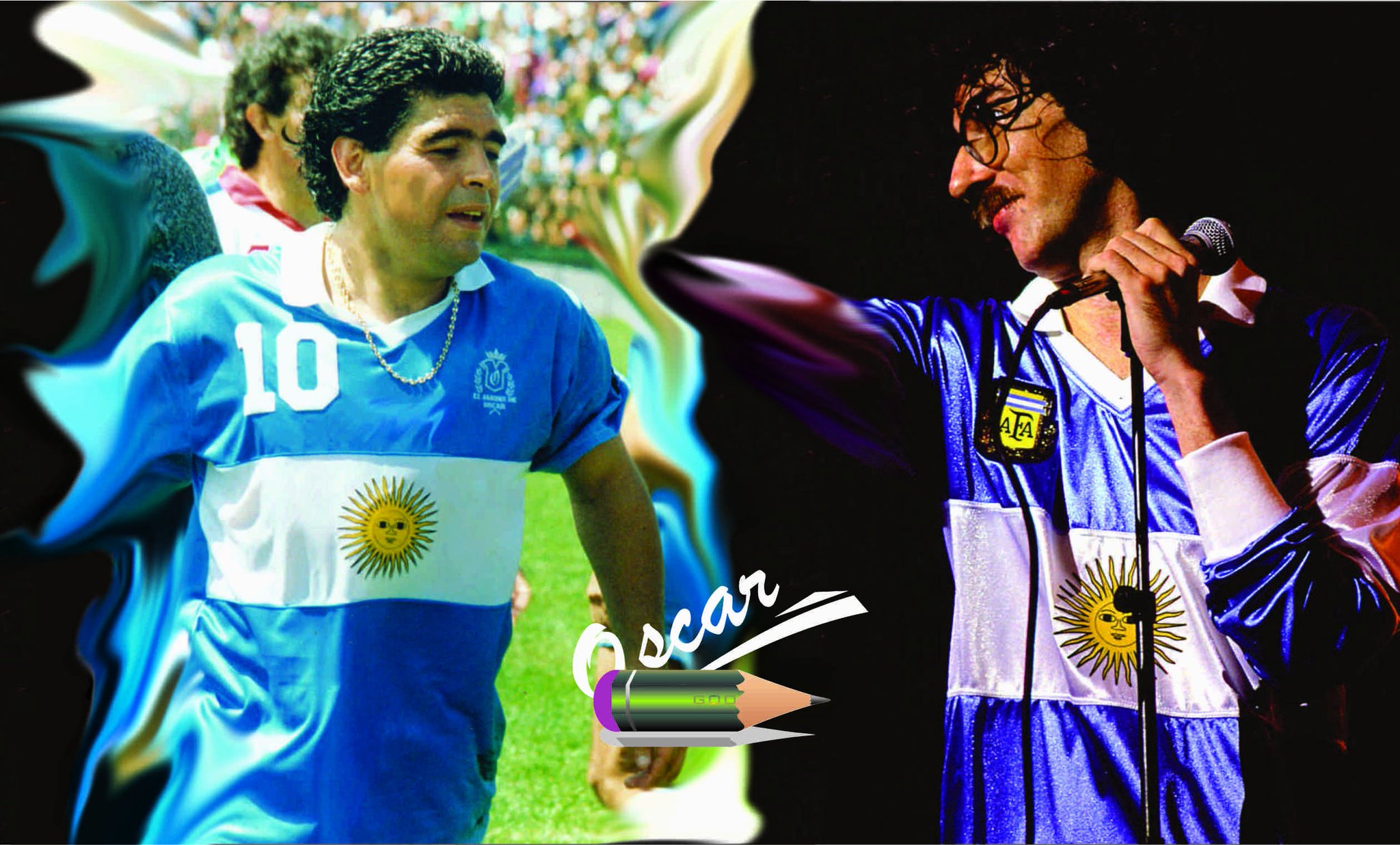 Oscar Tubio auf X FOTO RETRO Diego Maradona y Charly Garcia con camiseta Argentina diseno de mi autoria. https t Lspmf7xWid X