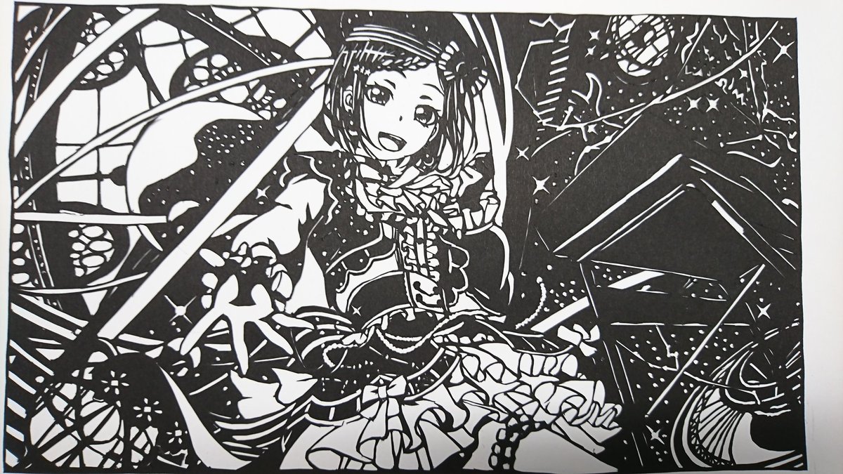 五月雨ハクア アイコン自作 つぐ推し En Twitter バンドリ ガルパ 羽沢つぐみ 切り絵 12月の天体観測 4作目 これがデザインナイフクオリティ 頑張った甲斐あって出来良し 満足満足