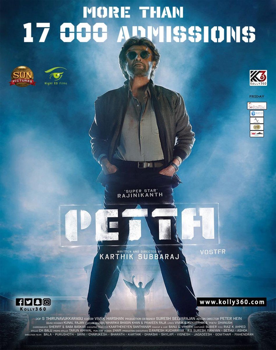 #Petta is also the undisputed  Pongal winner in France! The film has crossed more than 17,000 admissions within 3 weeks. #2Point0 got 18,944 admissions in its lifetime run. #PettaWorldWideBB
#PettaFrance #PETTAinFrance