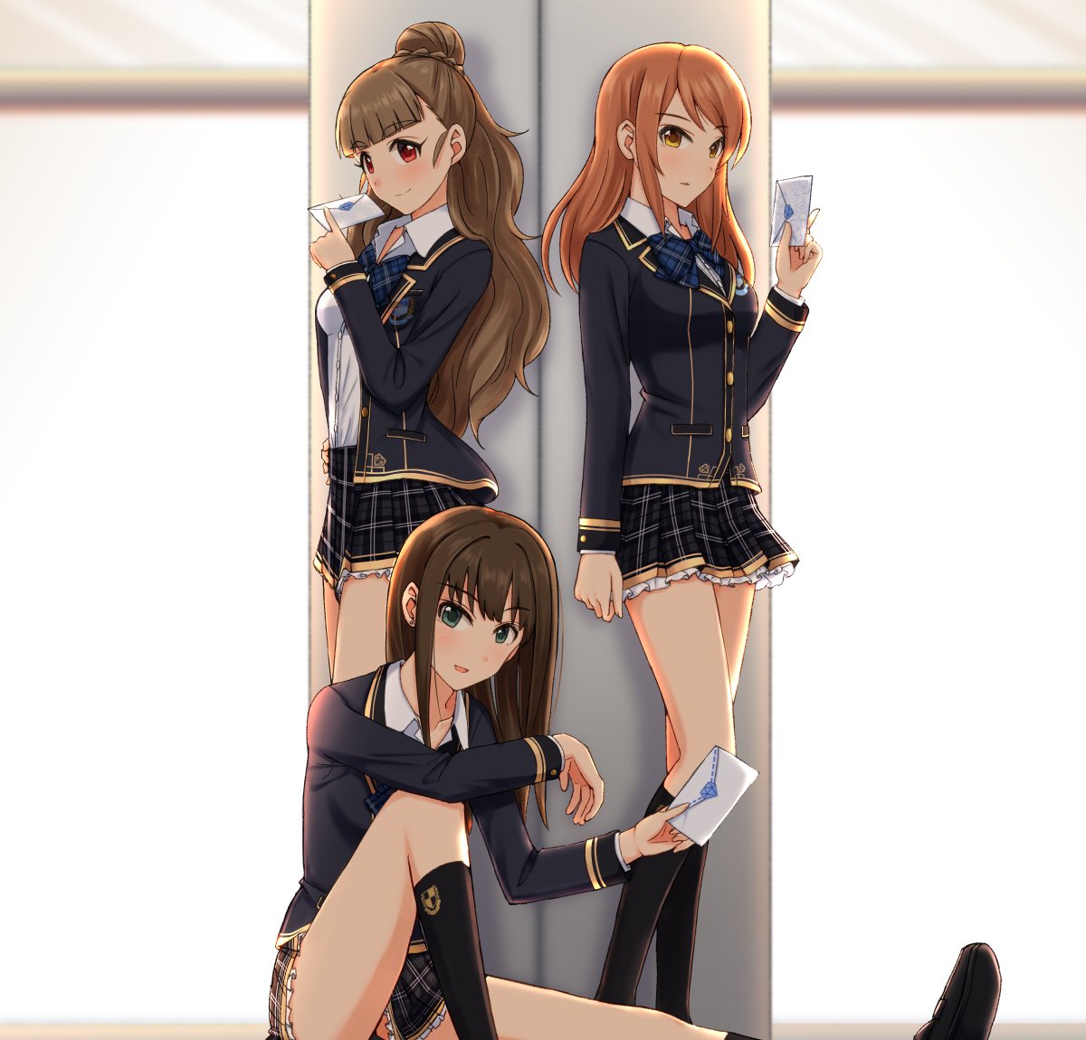北条加蓮 ,神谷奈緒 ,渋谷凛(シンデレラガールズ) 「B.C.S(Blue Check School) 」|Justice/RYO＠skeb受付中のイラスト