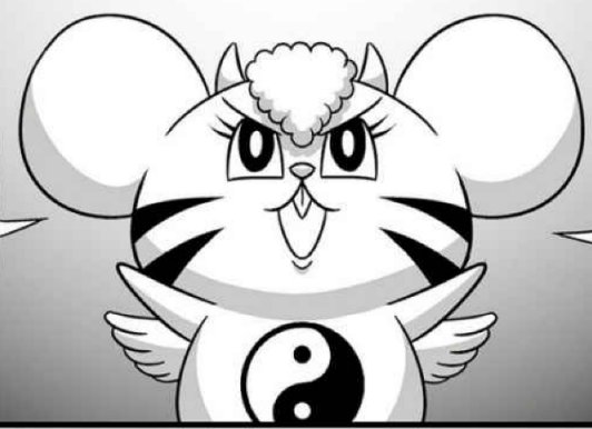 『干支天使チアラット』は干支の力を得た少女たちが悪の組織と戦う漫画なんだけど、ここに出てくる妖精:ヌエは干支天使が覚醒するたびに覚醒した干支の形質を一部コピーするんですよ。二枚目は牛と虎と羊と鳥の力を得た姿 