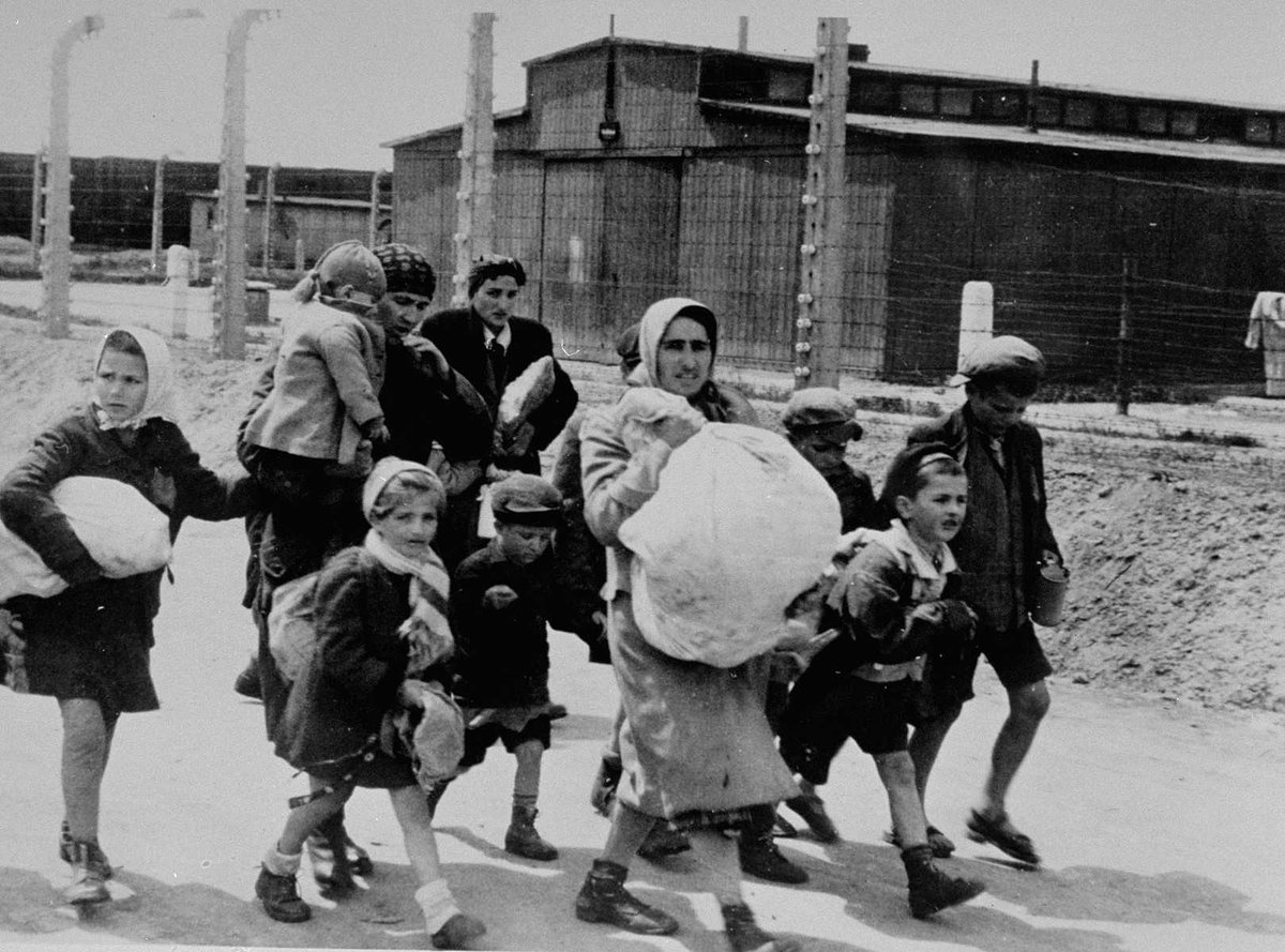 Faces Of Auschwitz on Twitter: "Jewish women and children who have been selected for death at Auschwitz-Birkenau, walk toward the gas
chambers. #HMD2019 #HolocaustMemorialDay… https://t.co/ps7nJ2do7q"