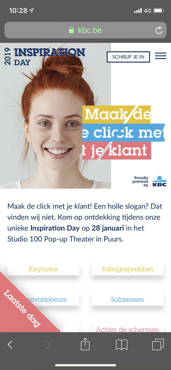 ICreten's tweet photo. Nog 1 nachtje slapen en dan maken we samen de click op de #inspirationday! Een dag gevuld met #topsprekers een fantastische #innovatiebeurs met 31 bedrijven!Dank je wel aan onze gold partners  @studio100 @nexxworks @Vlerick @telenet! Super spannend! #KBC #proud #teamblue https://t.co/uI9l7grdSh
