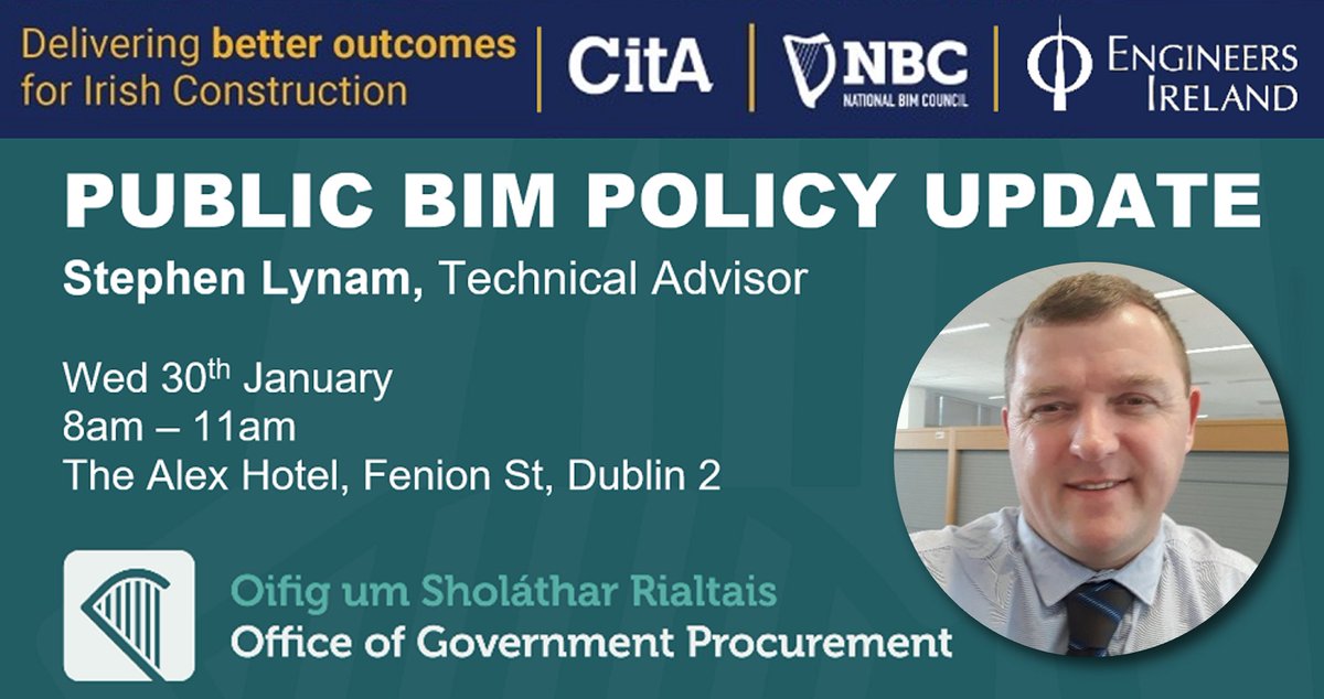 CITA BIM Group (@citabimgroup) on Twitter photo Ireland Public Sector #BIM Policy Update at the <a href="/cita_ltd/">CitA</a> #Digital #Transformation event this Week (Wed 30th Jan) cita.ie/events/cita-di…
<a href="/EngineerIreland/">Engineers Ireland</a> <a href="/procurement_ie/">Office of Government Procurement</a> <a href="/TIINews/">TII</a> <a href="/BIMTUDublin/">BIM@TUDublin</a> <a href="/MottMacDonald/">Mott MacDonald</a> <a href="/_Operam/">Operam</a> <a href="/BIMIreland/">BIMIreland.ie</a> <a href="/Entirl/">Enterprise Ireland</a> <a href="/RIAIOnline/">RIAI</a> <a href="/CIF_Ireland/">Construction Industry Federation (CIF)</a> <a href="/SCSISurveyors/">SCSI - Society of Chartered Surveyors Ireland</a> Ireland Public Sector #BIM Policy Update at the <a href="/cita_ltd/">CitA</a> #Digital #Transformation event this Week (Wed 30th Jan) cita.ie/events/cita-di…
<a href="/EngineerIreland/">Engineers Ireland</a> <a href="/procurement_ie/">Office of Government Procurement</a> <a href="/TIINews/">TII</a> <a href="/BIMTUDublin/">BIM@TUDublin</a> <a href="/MottMacDonald/">Mott MacDonald</a> <a href="/_Operam/">Operam</a> <a href="/BIMIreland/">BIMIreland.ie</a> <a href="/Entirl/">Enterprise Ireland</a> <a href="/RIAIOnline/">RIAI</a> <a href="/CIF_Ireland/">Construction Industry Federation (CIF)</a> <a href="/SCSISurveyors/">SCSI - Society of Chartered Surveyors Ireland</a>