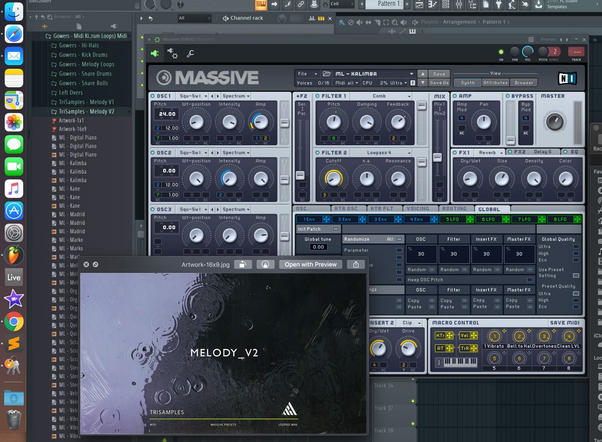 TriSamples's tweet photo. More massive presets, midi and loops incoming, Melody V2 ready to roll next week. I've got enough new drums for Trapstep Vol 3 so that will be the next one after that. Getting busy. https://t.co/f6Y4X4SRBU