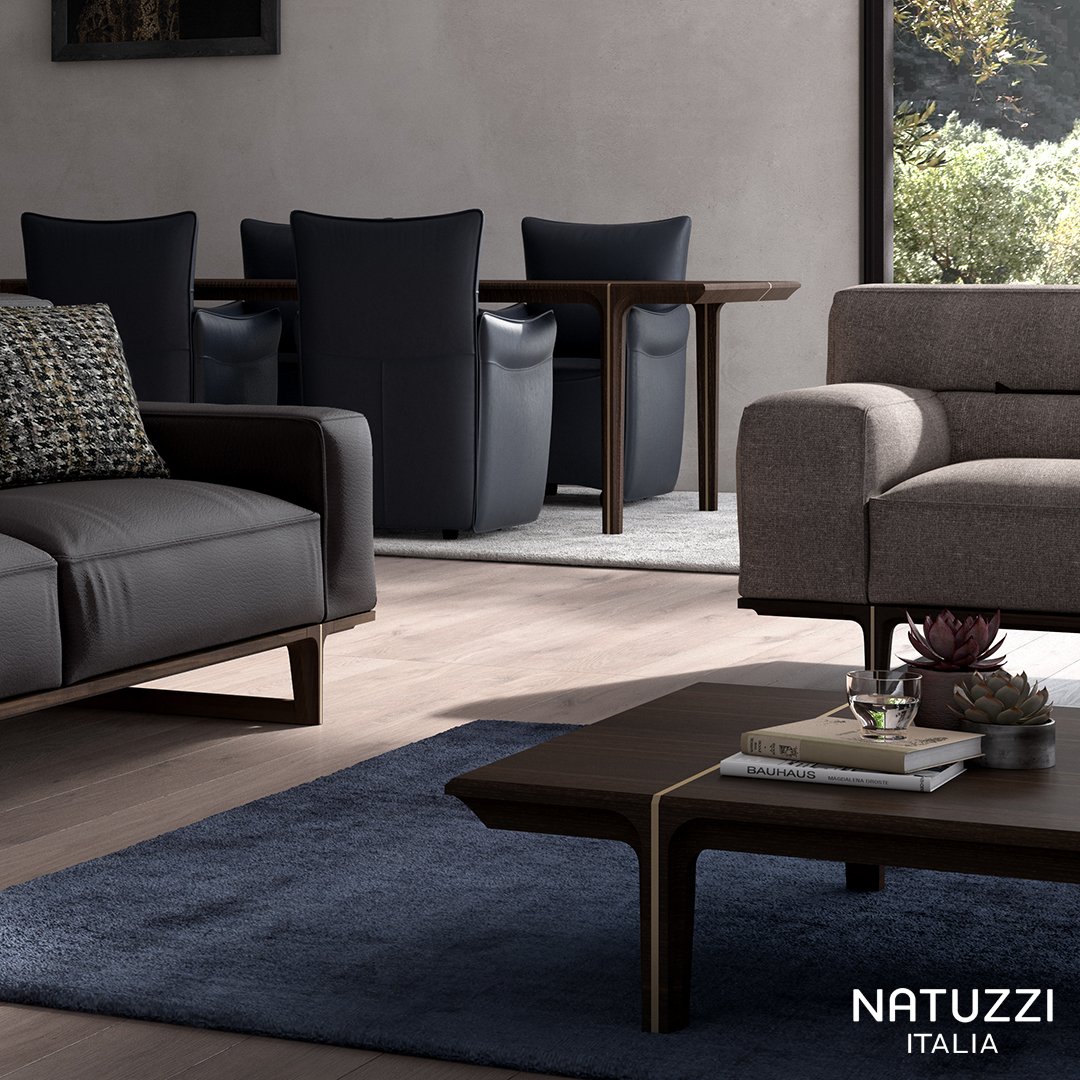 Lo anterior A pie los Natuzzi on Twitter: "Discover how the refined design of our Kendo sofa  perfectly matches with the warmth of wood and the luminosity of metal of  our Kendo dining table and coffee table. #