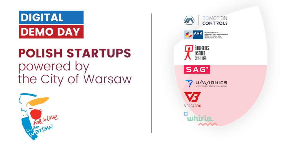digihub_de's tweet photo. We look forward to welcoming #startups from Poland who exhibit at #DigitalDemoDay 2019!💡 Visit in the Polish Area #Versabox #Whirla #uAvionics #sagsport #3DMotionControls #AHKPolen @ewarsaw @PLInstitut_Dues ✌️ Tickets: https://t.co/wtmYoqHTkQ #digitalization #event #technology https://t.co/P90fciCQ9c