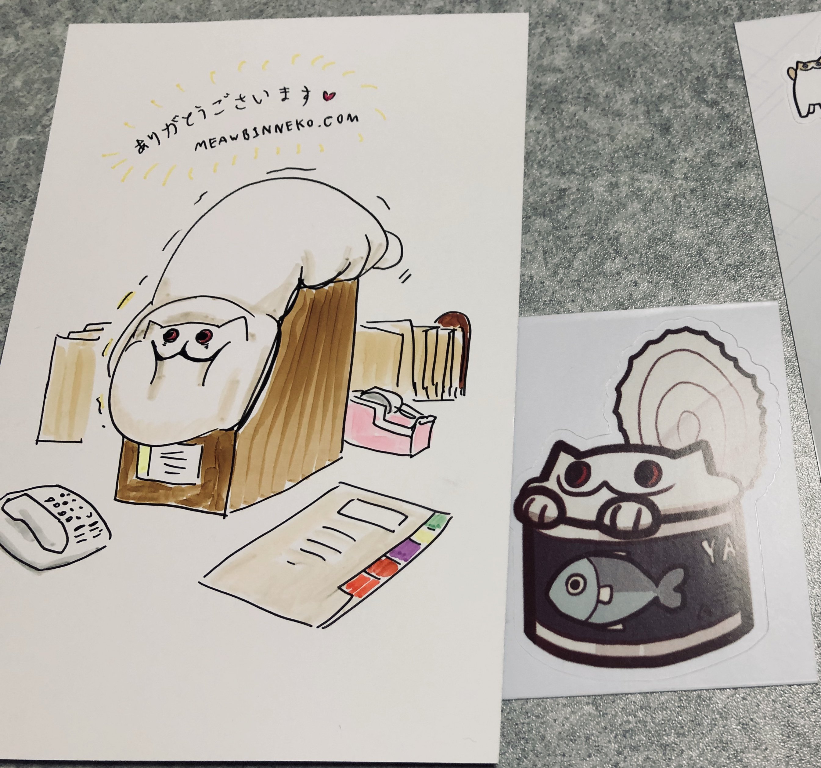 まさし 浦門 コットンバレントさん Meawbinneko の通販が海を超えてはるばる届きました グッズもかわいい 封筒の イラストと手書きのポストカードとおまけのシールがかわいい T Co Awnjiherxk Twitter