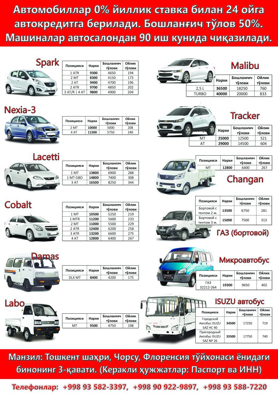 Isuzu Salon NARXLARI