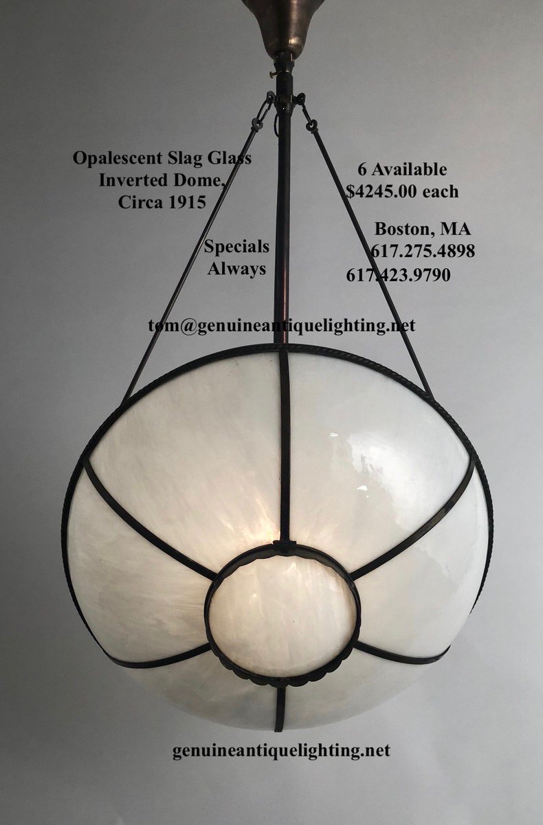 AntiqueLights's tweet image. Quite a bit of opalescence to these large White Slag glass Domes, Circa 1915. Because they are 24 inches diameter they would make wonderful lighting for over dining room table, kitchen table, loft space. #loftspace #antiquelighting 
bit.ly/InvertedDomeSl…