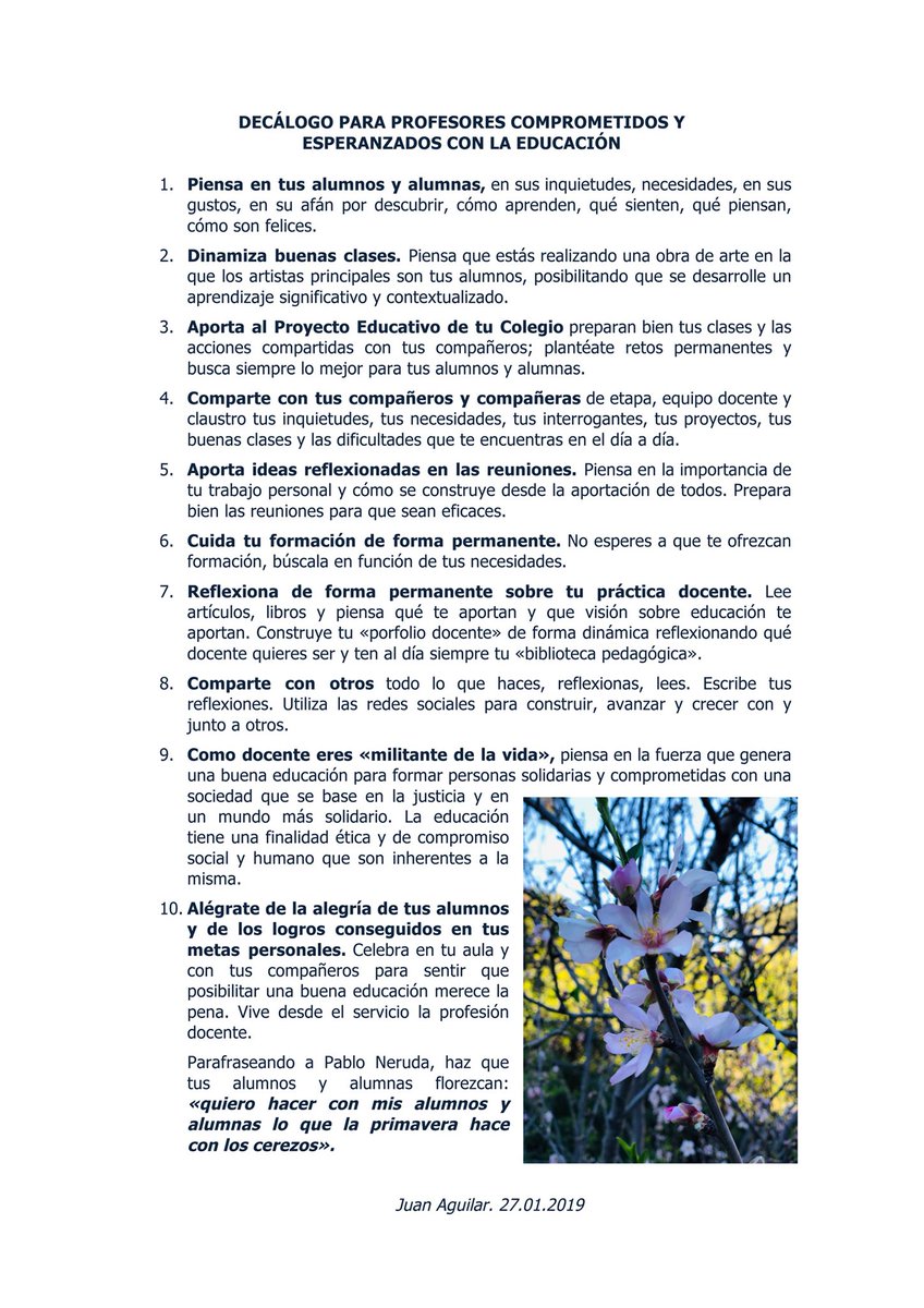 Decálogo para profesores/as comprometidos y esperanzados con la #InnovaciónEducativa Sencilla reflexión para el impulso del cambio  y transformación del aprendizaje APORTA TU IMPULSO AL DECÁLOGO #ColegiosDiocesanos <a href="/fvictoria_es/">Fundación Victoria</a> #MásterLearningLeaders