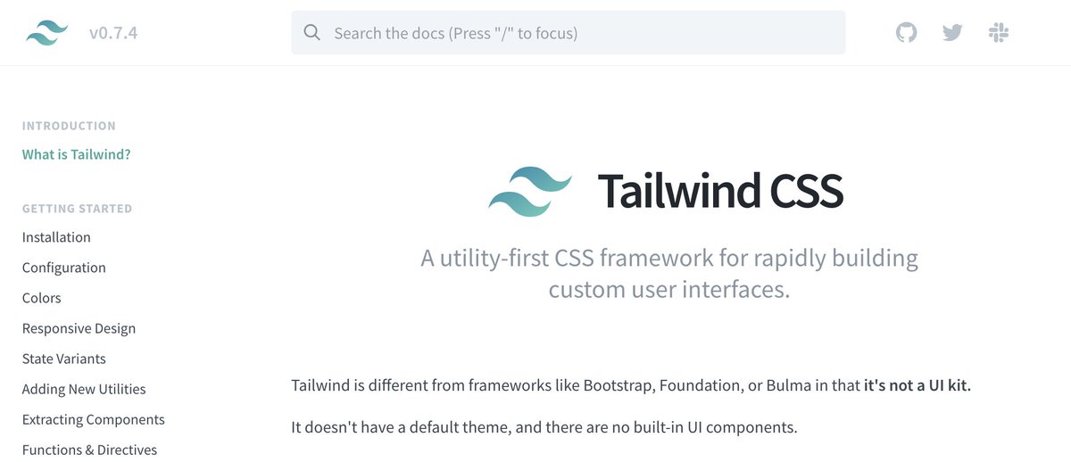 adamwathan's tweet image. A lot of people didn't know that you can press "/" to jump to the search bar in the @tailwindcss docs, so now it's documented right there inline 👍🏻
