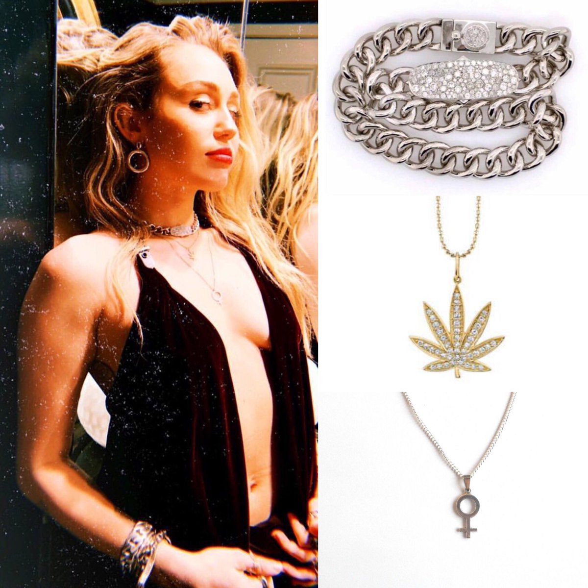 Miley Cyrus Fashion on Twitter: "{Style Guide} @mileycyrus wore necklaces by Loree and Sydney Evan at G'Day USA Gala last night! Feminist Symbol Necklace (Unknown - similar pictured) ✨ https://t.co/I5yovLsGTX" /