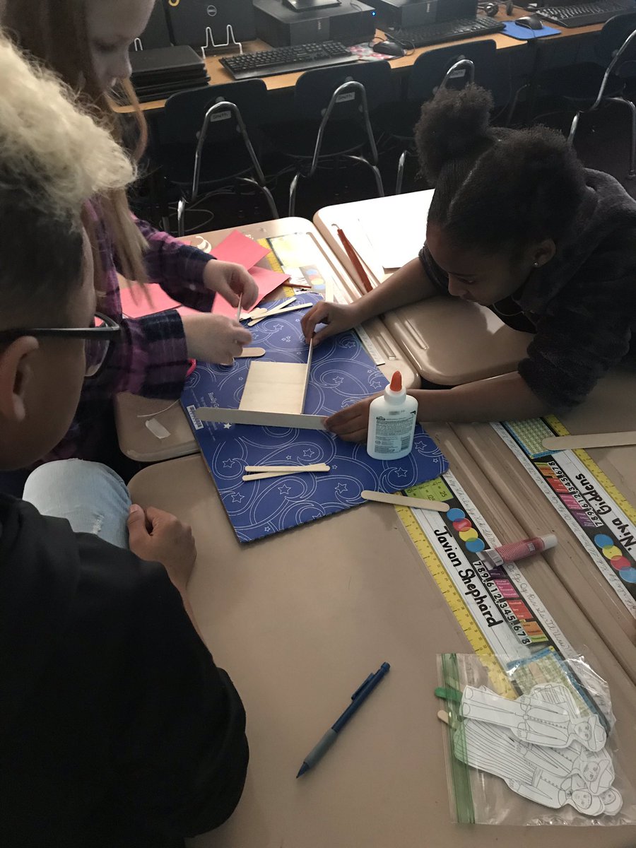 BrennaWolfram's tweet photo. Friday students completed a STEM challenge after reading Sign of the Beaver. Students had to construct a log cabin made of “natural resources” like the characters did in the novel! 🏚 #magic #intentional https://t.co/Xvb5X5rR6O