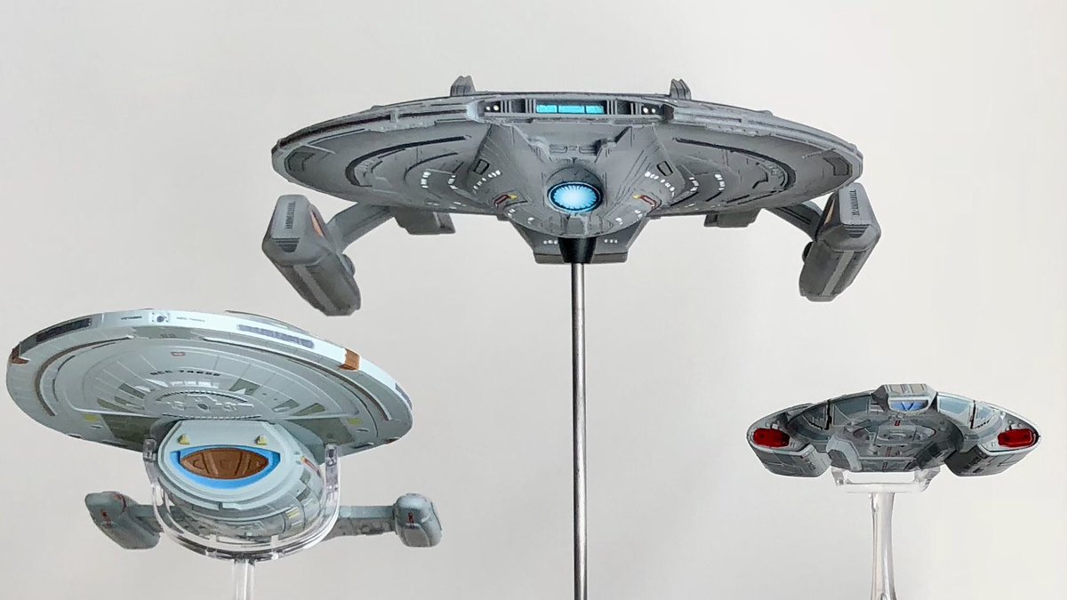 IronCaniac's tweet photo. @trekonlinegame I just love being able to put the “fleet” in Starfleet while playing #STO! 😆 Even if I’m playing with scale models! #9YearsofSTO 🖖 https://t.co/BaFr05LnsV
