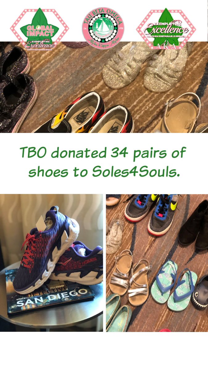 AKA_TBO's tweet photo. The Far Western Region Founders' Day Celebration was a wonderful event in honor of 111years of service. Members of Tau Beta Omega went and donated 34 pairs for Sole4Souls. #exemplifyingexcellence #GlobalImpact #TargetV #FoundersDay #AKA1908 #AKAFWR #TauBetaOmega #TBO #TBΩ https://t.co/Ucr5F4C5Ww
