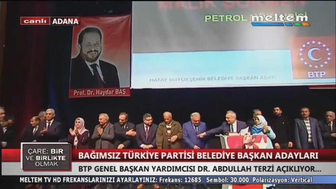 BtpHatay's tweet photo. Hatay Belediye Başkan Adaylarımız Adana’da yapılan aday tanıtım toplantısında açıklandı. https://t.co/VJXzmj4c6U