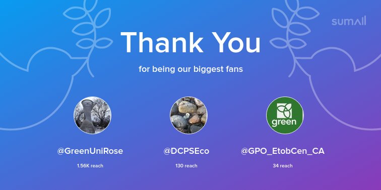 Our biggest fans this week: @GreenUniRose, <a href="/DCPSEco/">DCPS Eco Club</a>, @GPO_EtobCen_CA. Thank you! via sumall.com/thankyou?utm_s…