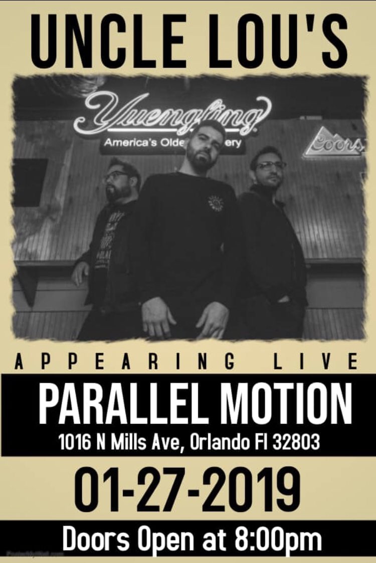 Parallel1Motion's tweet image. Tonight we rock at Uncle Lou’s Orlando Florida come check us out doors at 8pm #parallelmotion #rocknroll #orlando