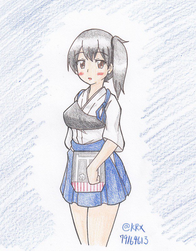 #艦これ版深夜の真剣お絵描き60分一本勝負
#艦これ版真剣お絵描き60分一本勝負_20190127
#加賀
私がモデルに?
いいけれど 