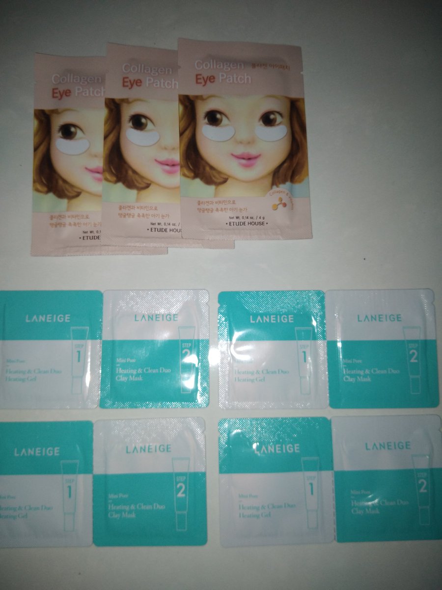 _dessnur's tweet photo. WTS/ DIJUAL 
ETUDE HOUSE Air Mask 16k 
Nature Republic Snail Solution 18k
Nature Republic real nature mask 16k
Eye Patch 16k
Laneige Heating &amp; Clean Duo 14k
Tony Moly Delight Tint 36k

Yang minat bisa DM ya @_dessnur 😆 https://t.co/3BiU59Kiha