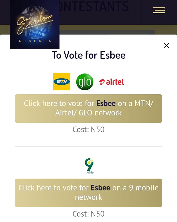 teamesbee's tweet photo. Voting starts 7pm today y'all & closes Wednesday 12pm! Details on how to vote will be up at 7pm
ESBEE @therealesbee needs y'all votes to stay on the show & win this as the favorite songwriter of @stardom_nigeria Season 1! π
Thanks the love and support #TeamEsbee #StardomNigeria https://t.co/1bj7VwWpc5