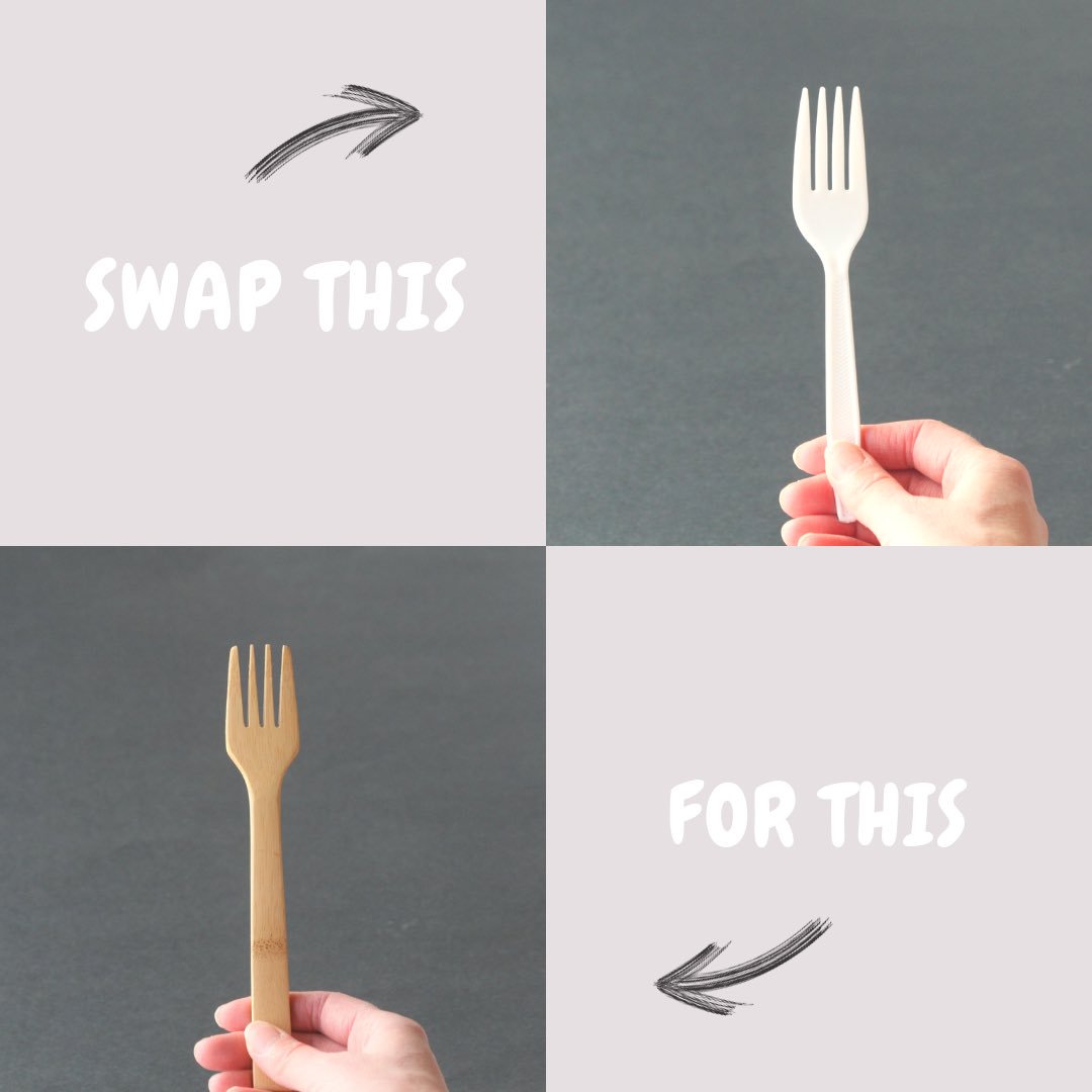 Whenever I leave the house I make sure to take my bamboo cutlery with me -  that way I know I’ll never get caught out and have an awkward conversation about why I’m eating mac and cheese with my fingers! 🤣littleplasticfootprint.com please share🙏