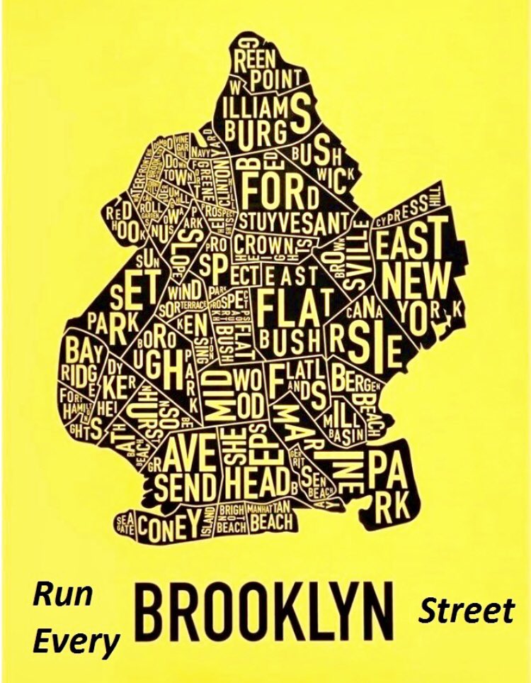 RunEveryStreet's tweet image. Run Every &amp;lt;BROOKLYN&amp;gt; Street.  My #2019run project.   Channeling my 2011 self and the amazing @rickeygates to explore and run every street (ave, road, drive, pkwy, etc) in #Brooklyn 
#avidrunners #running  
runeverystreet.com