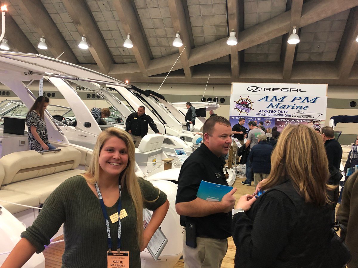 BaltBoatShow's tweet photo. Why check out @Regalboats at AM PM Marine? Katie says Regal is always innovating and offers the highest quality fit and finish. Stop by the final day of the @progressive #baltboatshow and check ‘em out! https://t.co/8Xky4xFOdV https://t.co/T7iuSqV2fT