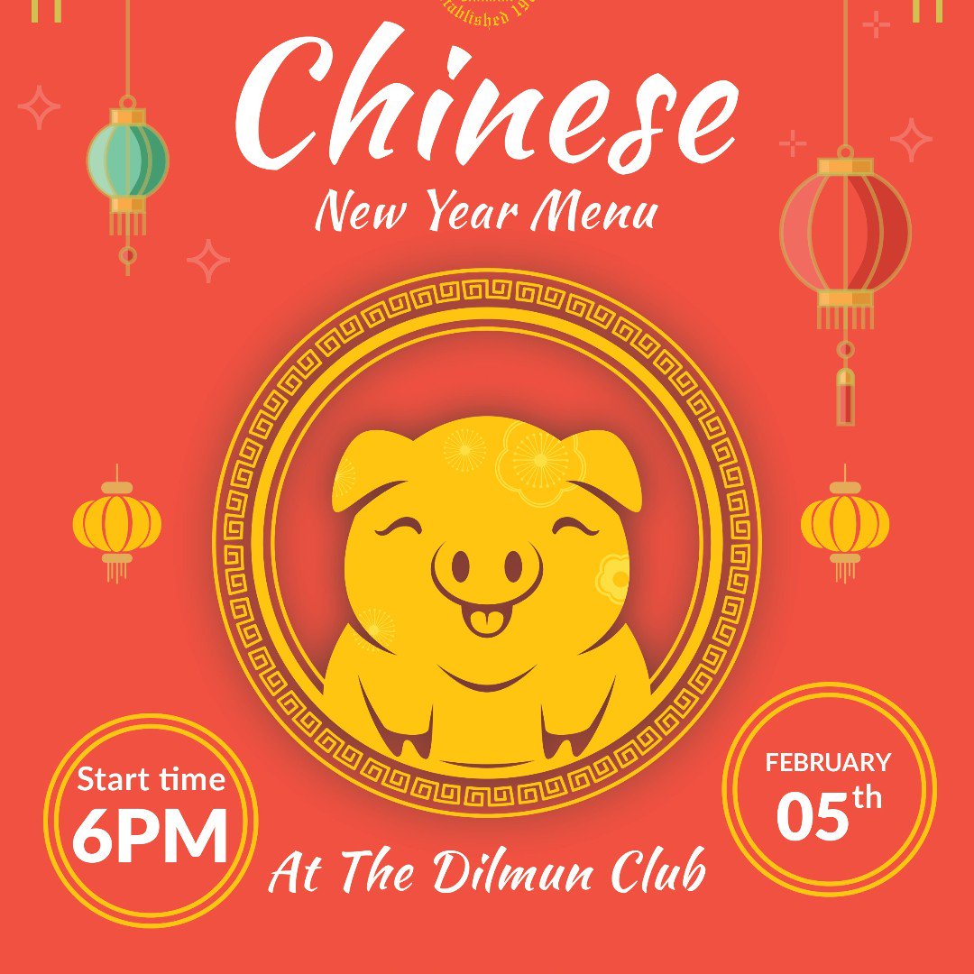 DilmunClub1's tweet photo. Celebrate Chinese New Year at the Dilmun Club on Tuesday, February the 5th.
.
Four-course Chinese themed set menu:
- Adults BD10
- Children BD7 (Children under 6 free)
.
.
.
#chinese #chinesecuisine #chinesenewyear #dilmun #dilmunclub #bahrain #manama #saar #expatclub #expatlife https://t.co/19dqdmWTZG