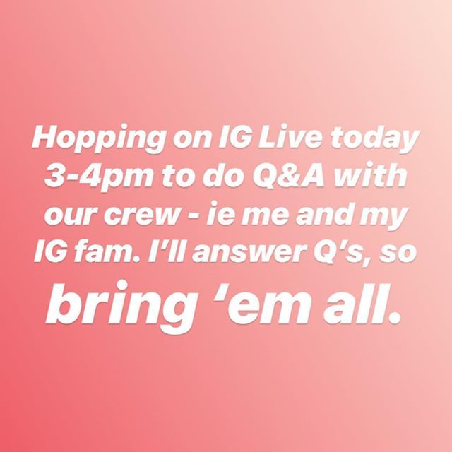 Happy Sunday folks ❤️ Today at 3pm ET I’m doing an IG Live, bring all your Q’s on marketing, building a brand, family, boundaries, self-care, self-love. It’s all fair game and if I can help/support you, I will. Jokes and ridiculousness will obviously mee… bit.ly/2RheFpi