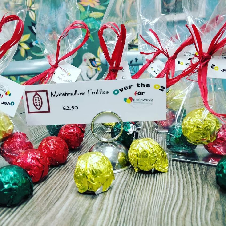 OverO2Brainwave's tweet photo. Lovely support from one of the shops in my local village Ainsdale Fine Chocolate where Rob is very kindly selling his handmade marshmallow chocolate truffles and donating the profit from them to my event. Next time you’re in the area call in! https://t.co/Vc1U8UVHrP