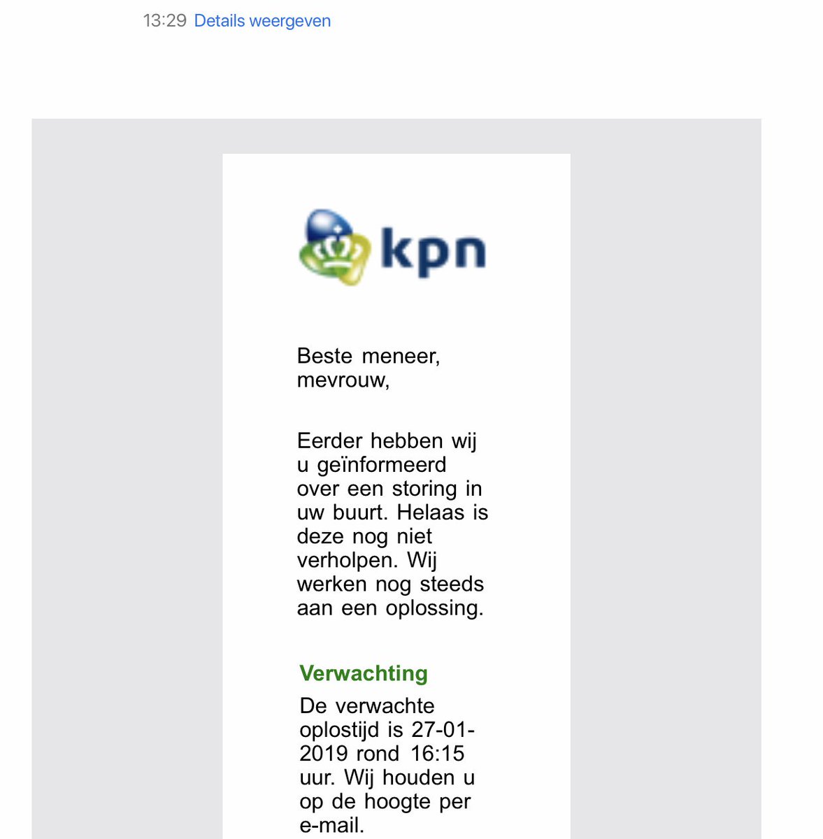 VolgensBartjes's tweet photo. @storingNL Ook in wognum #storing #kpn hoe vaak gaan jullie de tijd nog opnieuw inschatten @KPNwebcare ? https://t.co/nLNgwGvxT5